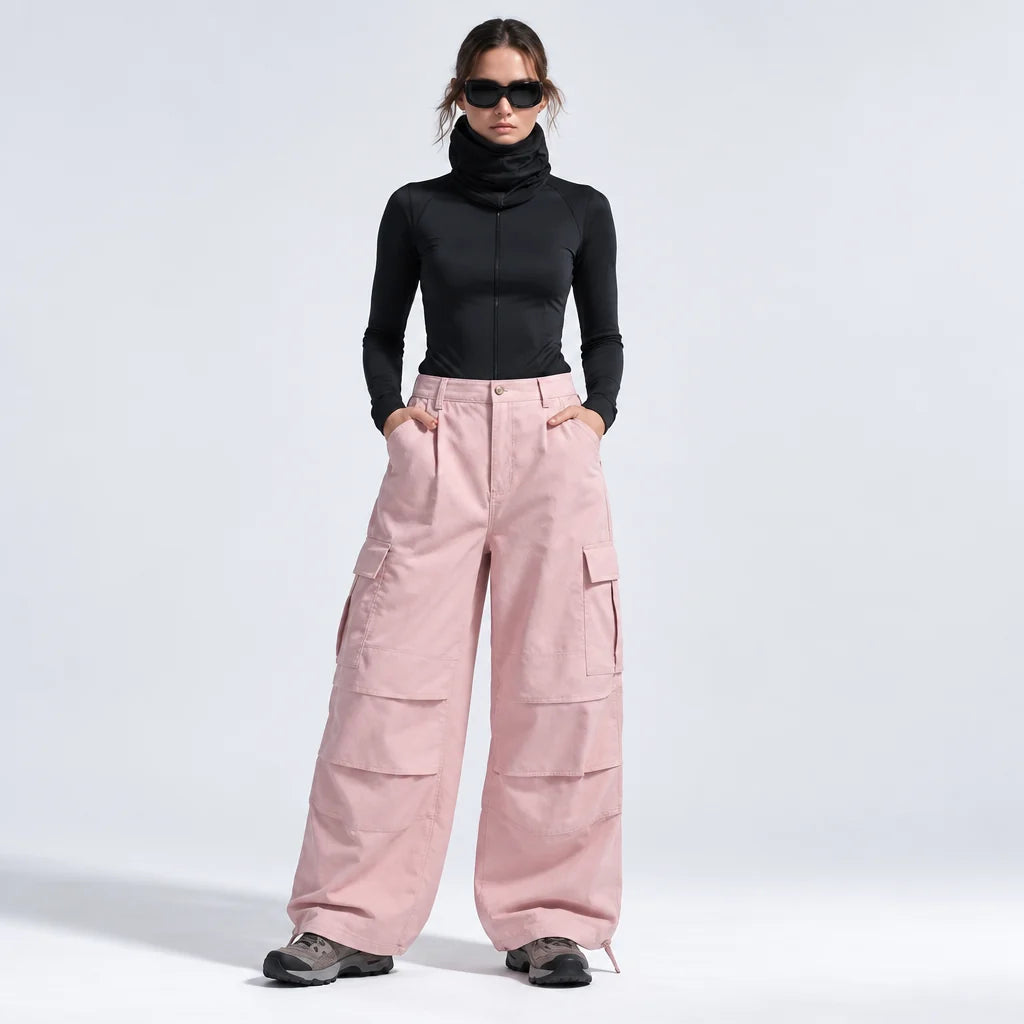 Bise - Unisex Quick-Dry Windproof & Wide-Leg Waterproof Trousers - Pink