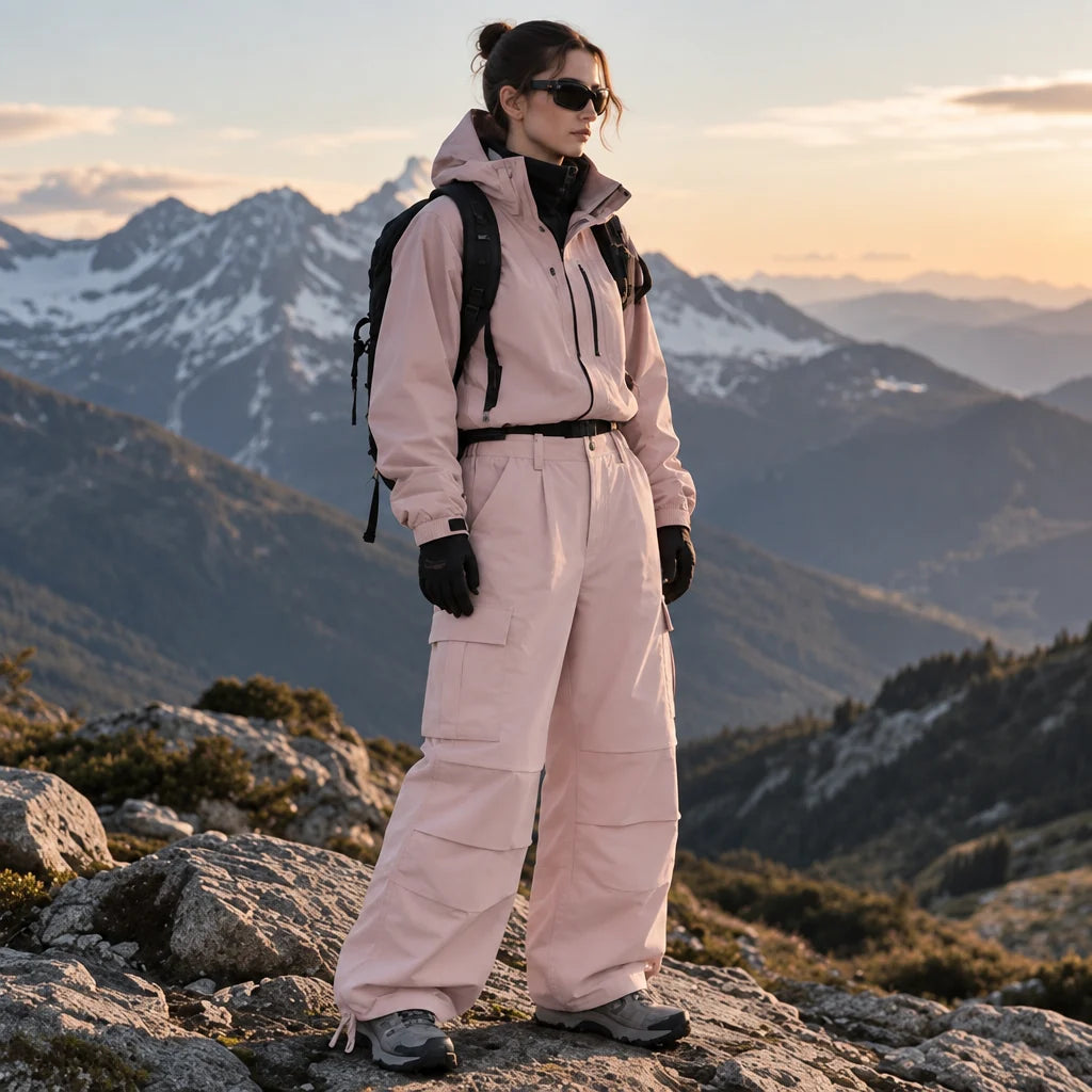 Bise - Unisex Quick-Dry Windproof & Wide-Leg Waterproof Trousers - Pink