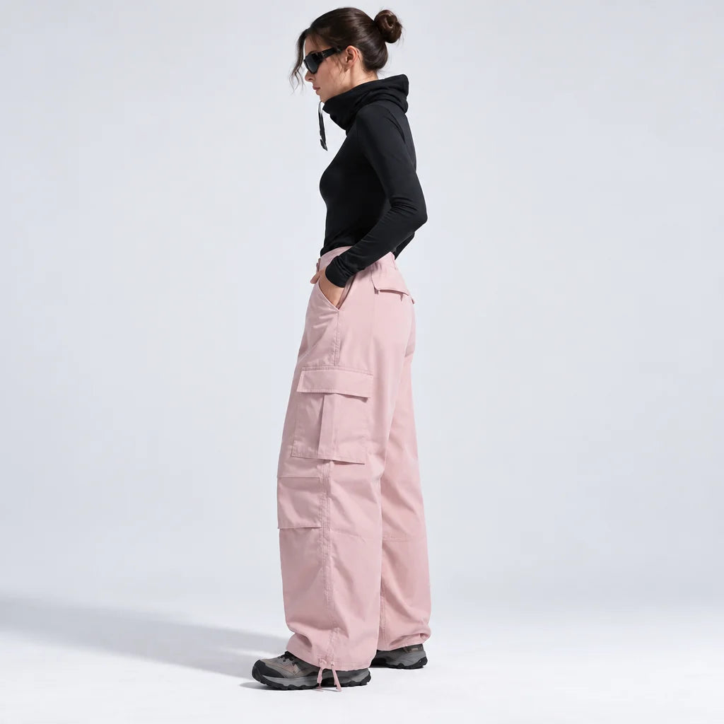 Bise - Unisex Quick-Dry Windproof & Wide-Leg Waterproof Trousers - Pink