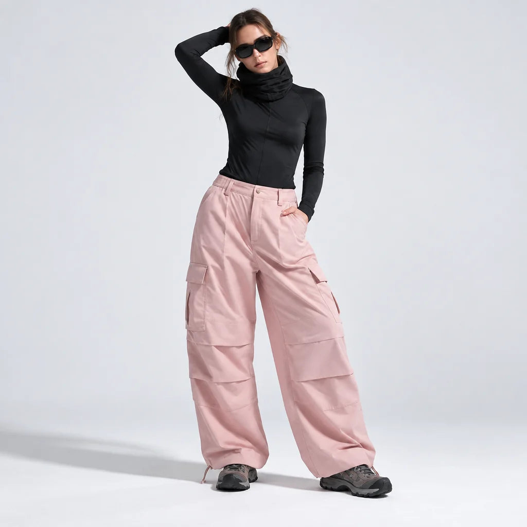 Bise - Unisex Quick-Dry Windproof & Wide-Leg Waterproof Trousers - Pink