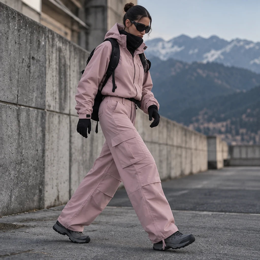 Bise - Unisex Quick-Dry Windproof & Wide-Leg Waterproof Trousers - Pink