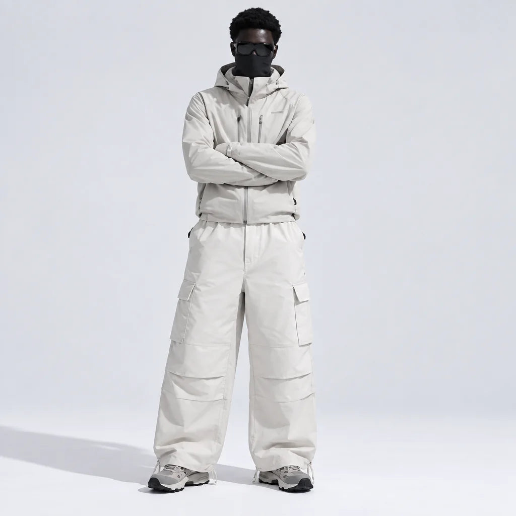 Bise - Unisex Quick-Dry Windproof & Wide-Leg Waterproof Trousers - White