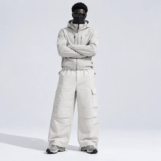 Bise - Unisex Quick-Dry Windproof & Wide-Leg Waterproof Trousers - White