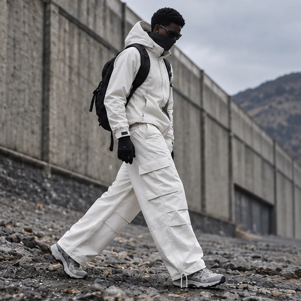 Bise - Unisex Quick-Dry Windproof & Wide-Leg Waterproof Trousers - White