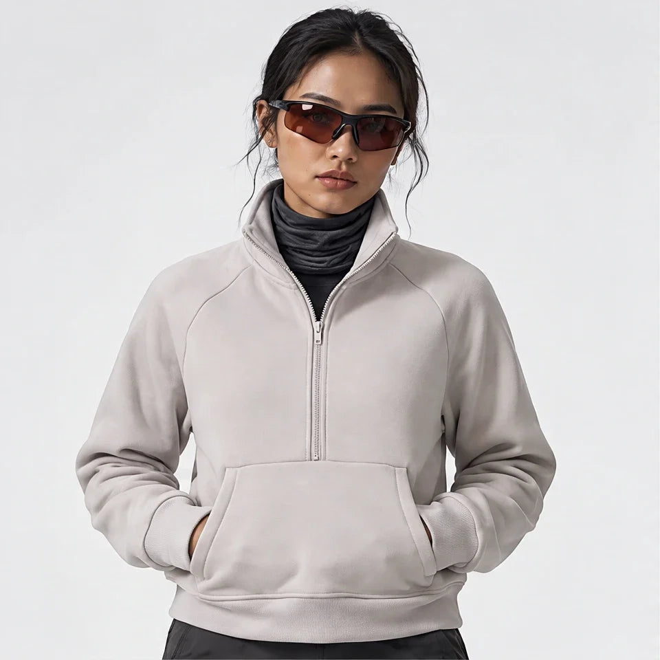 Muir - Womens Quick-Dry Thermal Stand-Collar Fleece Jacket - Beige