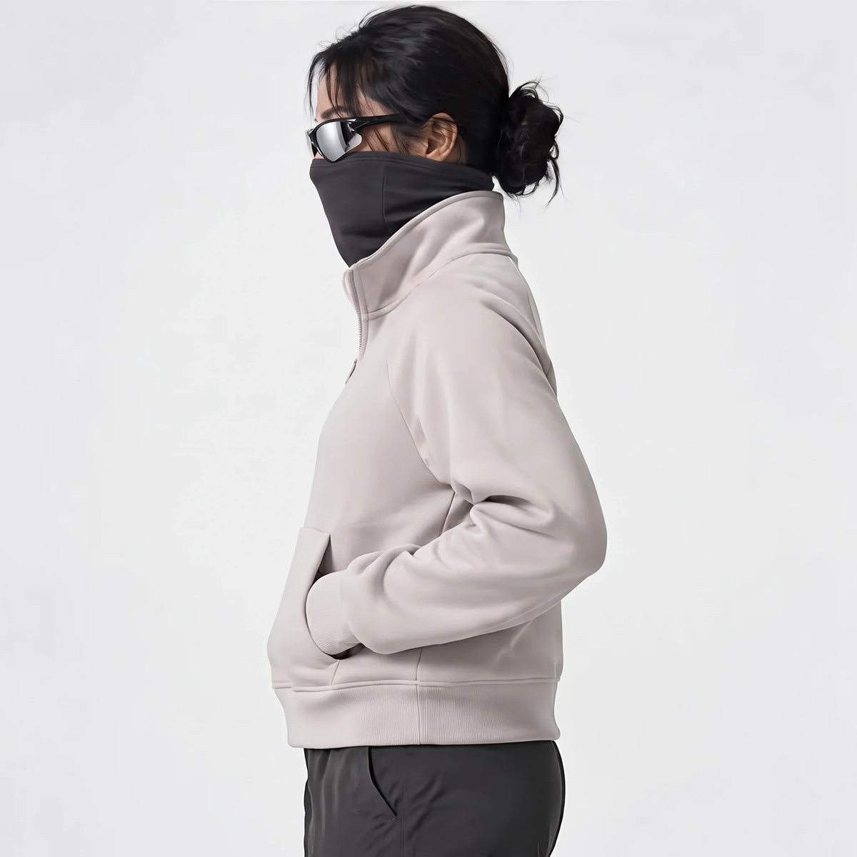 Muir - Womens Quick-Dry Thermal Stand-Collar Fleece Jacket - Beige
