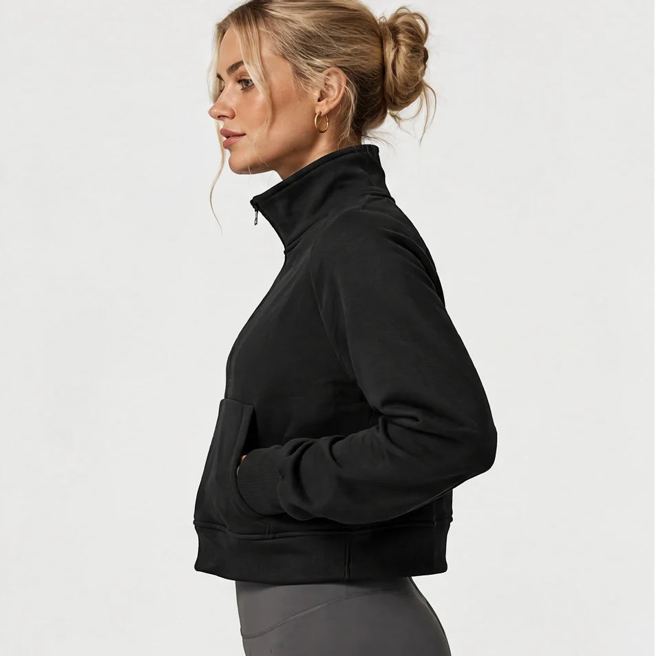 Muir - Womens Quick-Dry Thermal Stand-Collar Fleece Jacket - Black