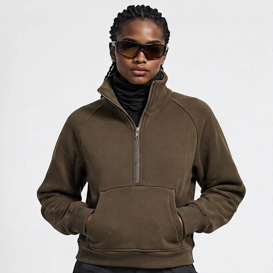 Muir - Womens Quick-Dry Thermal Stand-Collar Fleece Jacket - Brown