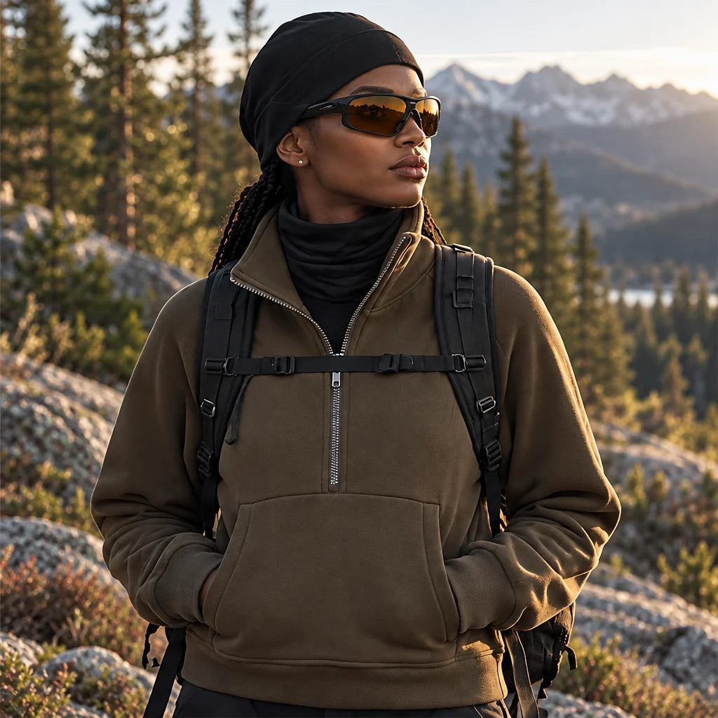 Muir - Womens Quick-Dry Thermal Stand-Collar Fleece Jacket - Brown