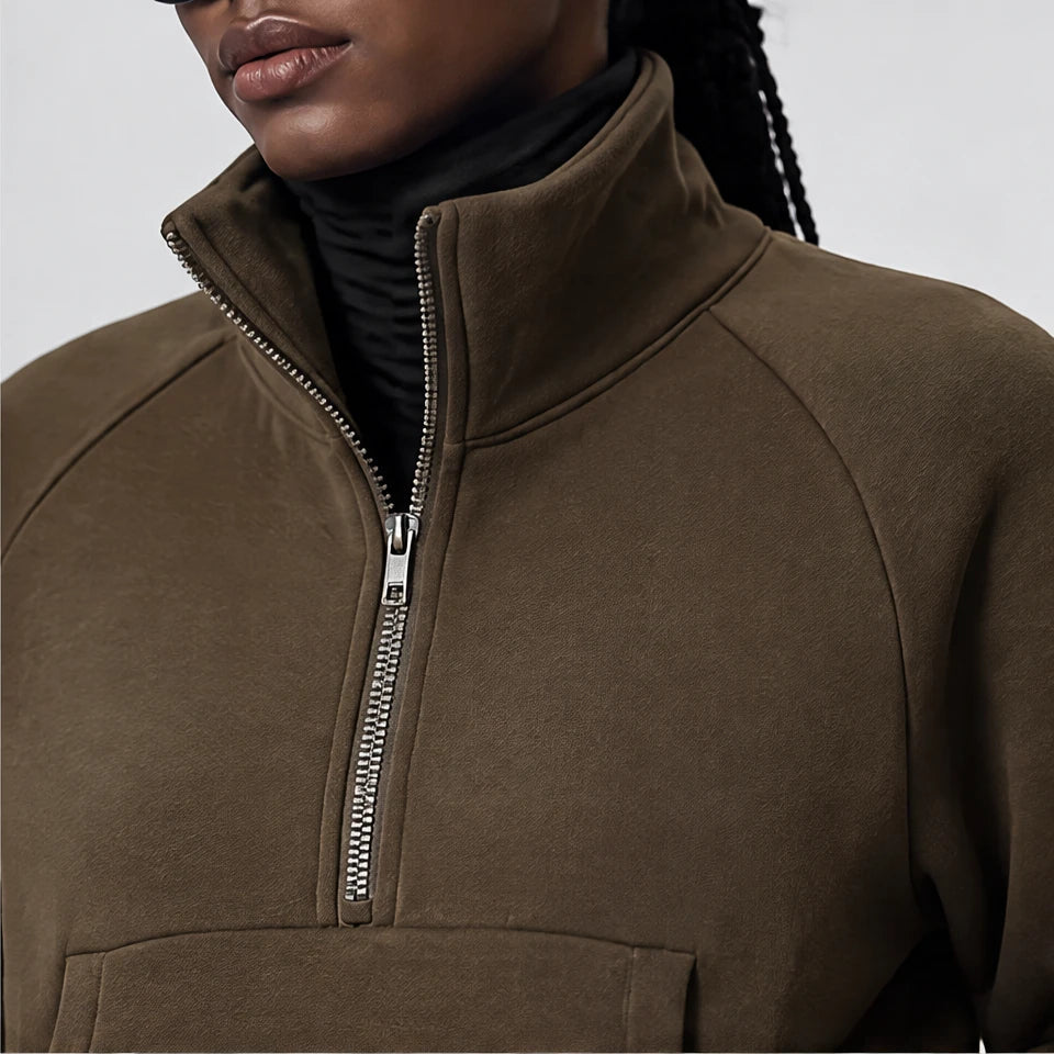 Muir - Womens Quick-Dry Thermal Stand-Collar Fleece Jacket - Brown