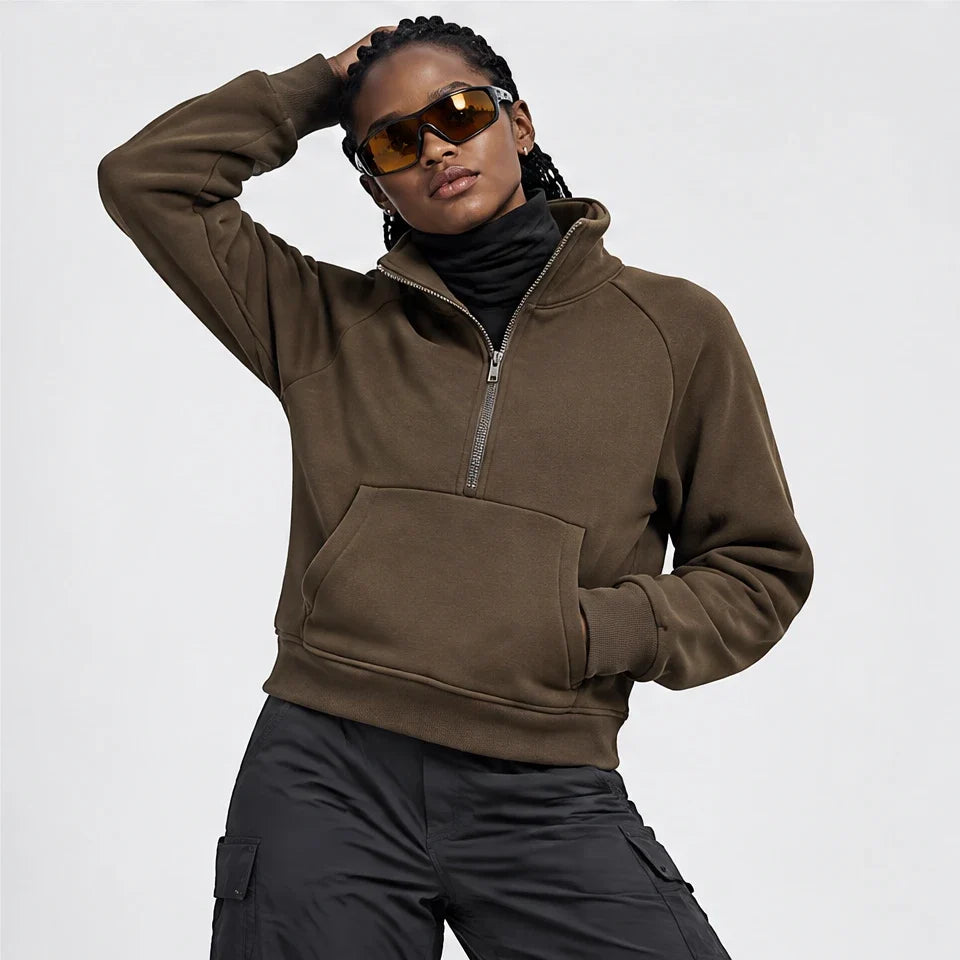 Muir - Womens Quick-Dry Thermal Stand-Collar Fleece Jacket - Brown