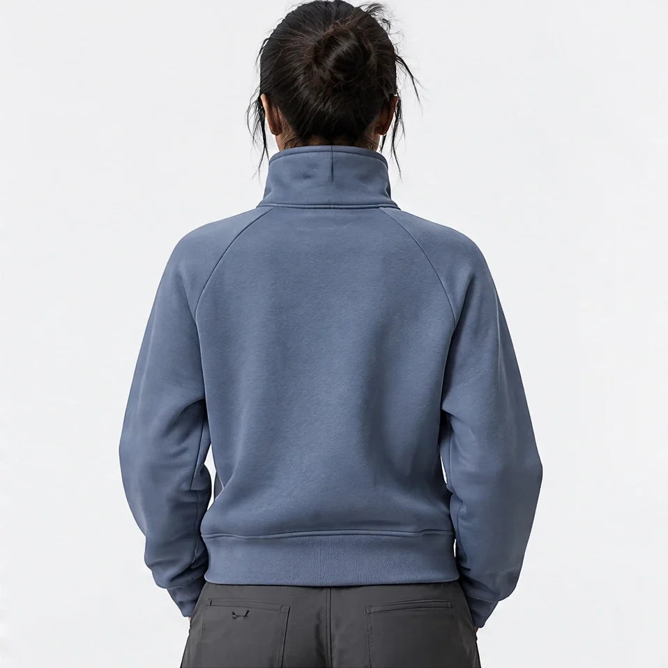 Muir - Womens Quick-Dry Thermal Stand-Collar Fleece Jacket - Grey Blue