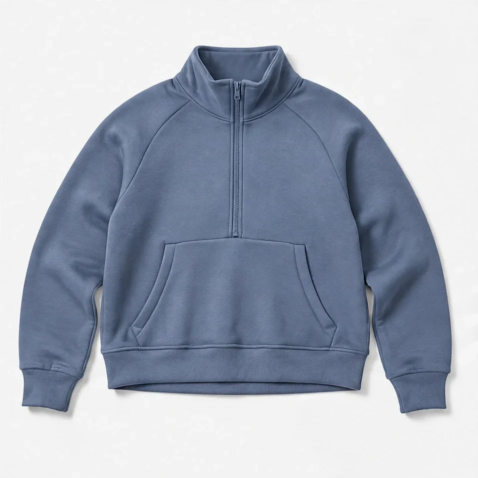 Muir - Womens Quick-Dry Thermal Stand-Collar Fleece Jacket - Grey Blue