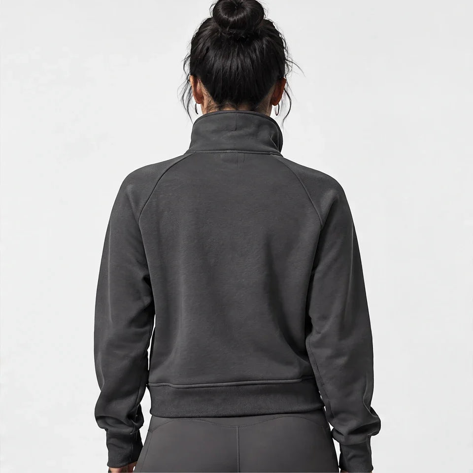 Muir - Womens Quick-Dry Thermal Stand-Collar Fleece Jacket - Warm Grey