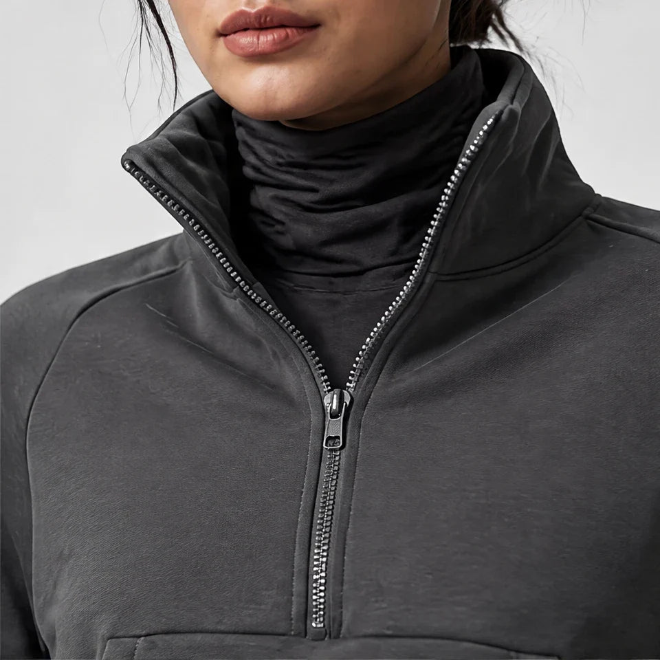Muir - Womens Quick-Dry Thermal Stand-Collar Fleece Jacket - Warm Grey