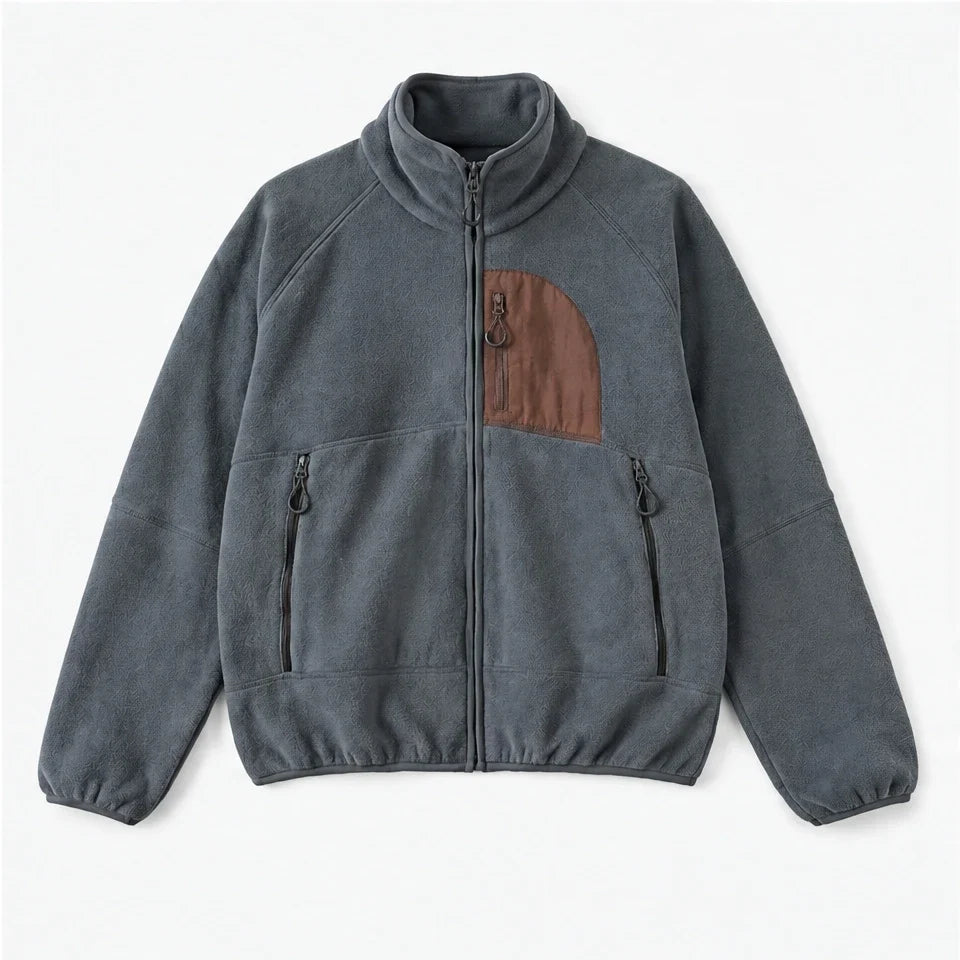 Corrie - Unisex Quick-Dry Thermal Colour-Block Fleece Jacket - Dark Grey