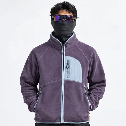 Corrie - Unisex Quick-Dry Thermal Colour-Block Fleece Jacket - Purple