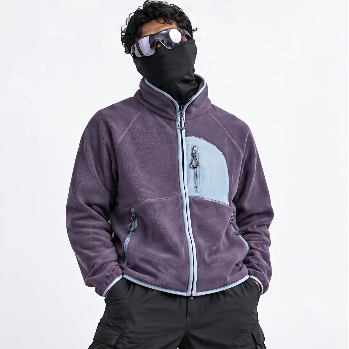 Corrie - Unisex Quick-Dry Thermal Colour-Block Fleece Jacket - Purple