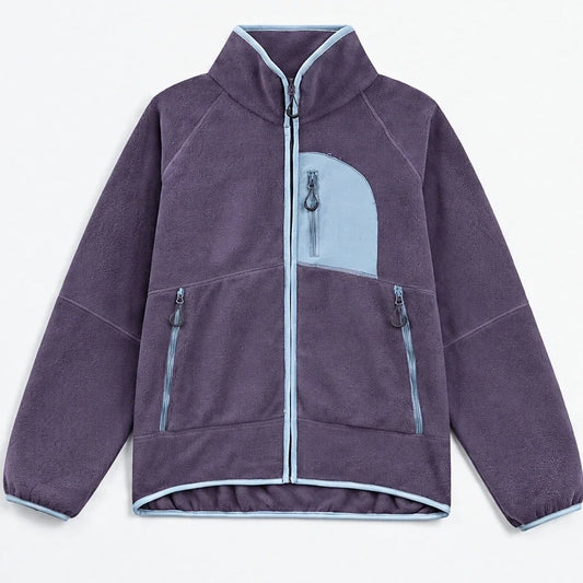 Corrie - Unisex Quick-Dry Thermal Colour-Block Fleece Jacket - Purple
