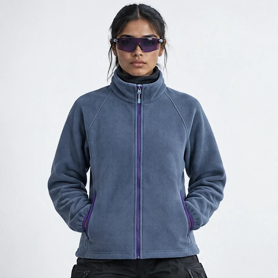 Linn - Unisex Quick-Dry Thermal Stand-Collar Fleece Jacket - Blue
