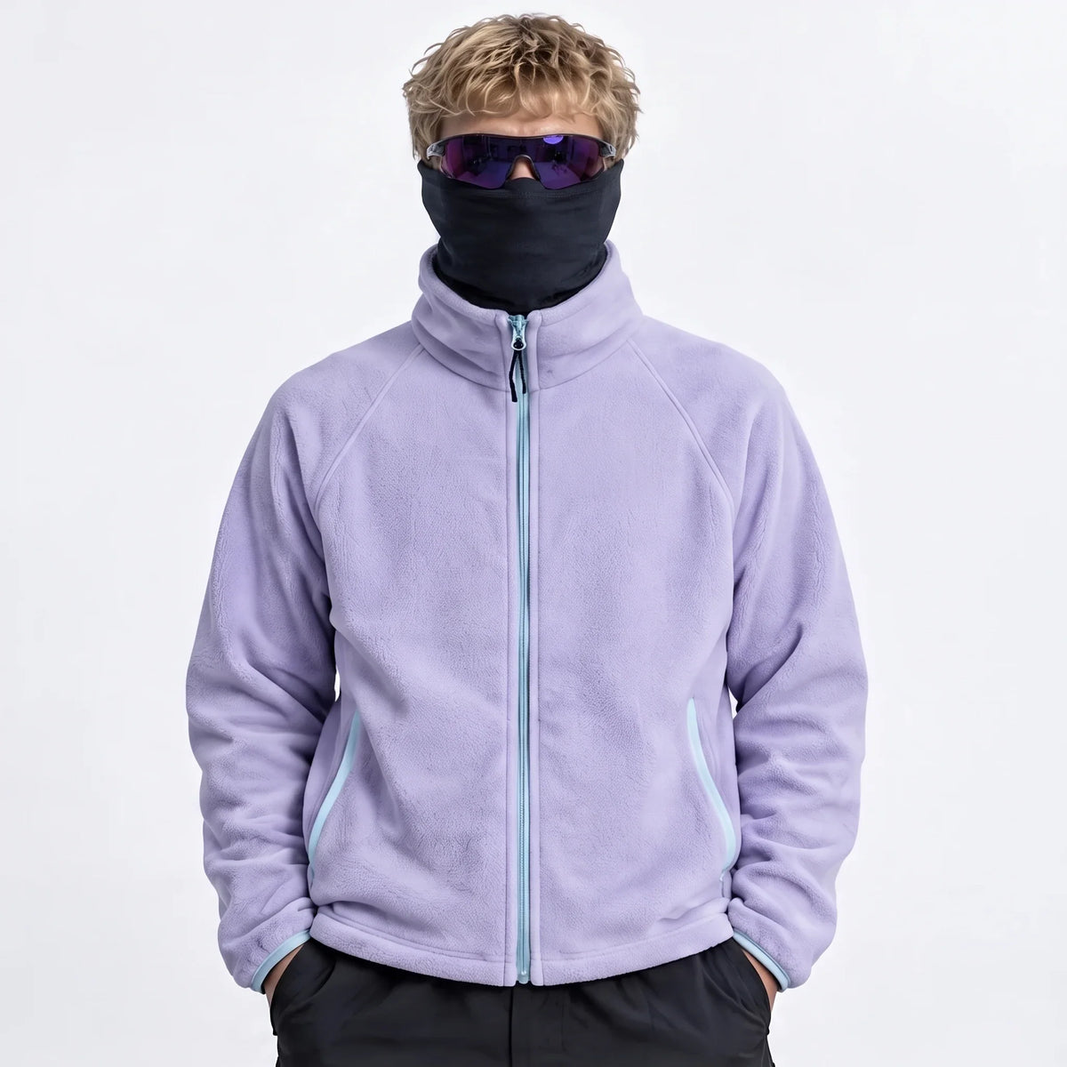 Linn - Unisex Quick-Dry Thermal Stand-Collar Fleece Jacket - Light purple