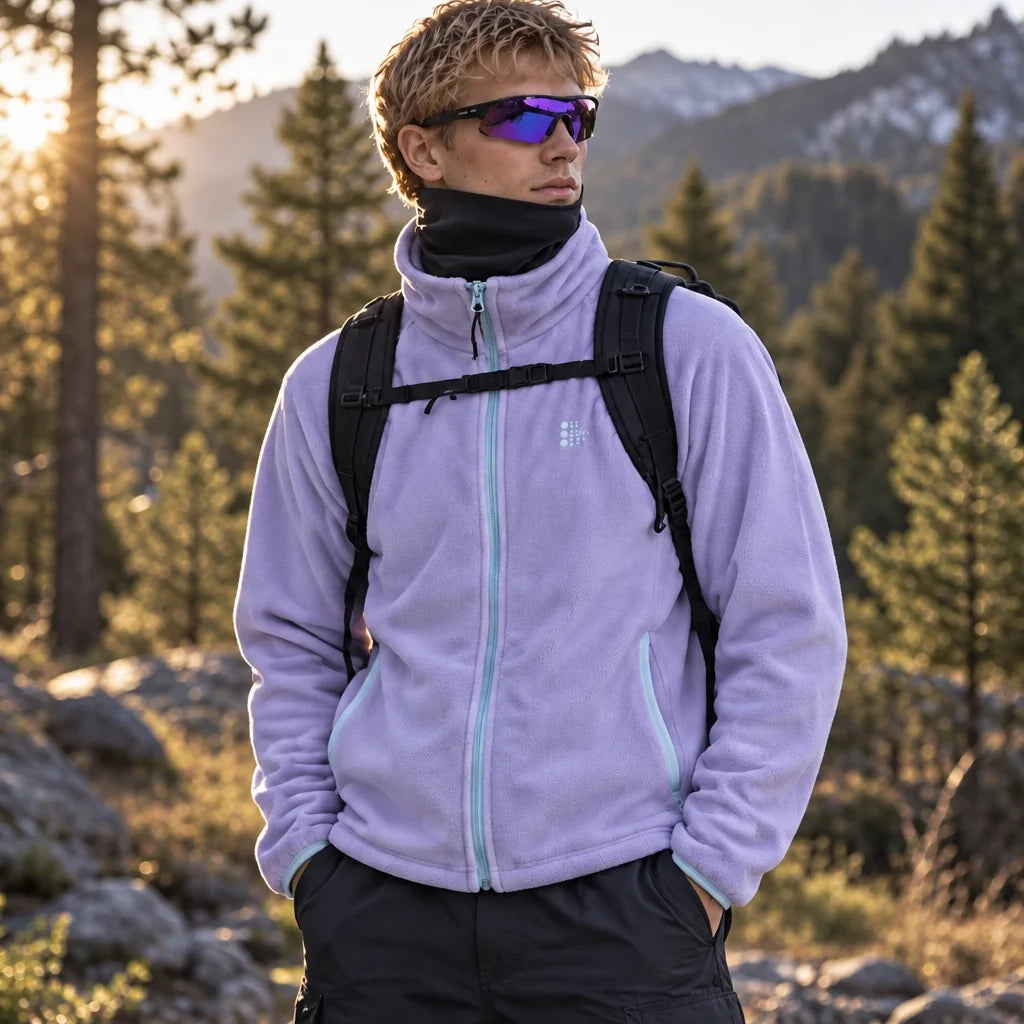 Linn - Unisex Quick-Dry Thermal Stand-Collar Fleece Jacket - Light purple