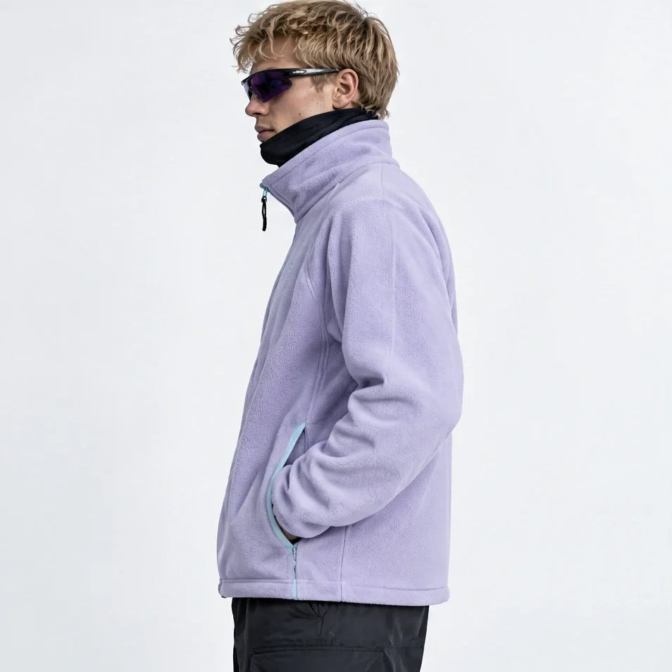 Linn - Unisex Quick-Dry Thermal Stand-Collar Fleece Jacket - Light purple