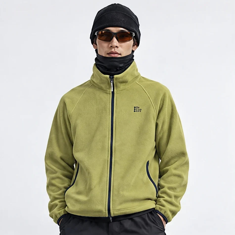 Linn - Unisex Quick-Dry Thermal Stand-Collar Fleece Jacket - Yellow Green