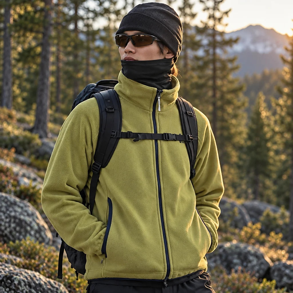 Linn - Unisex Quick-Dry Thermal Stand-Collar Fleece Jacket - Yellow Green