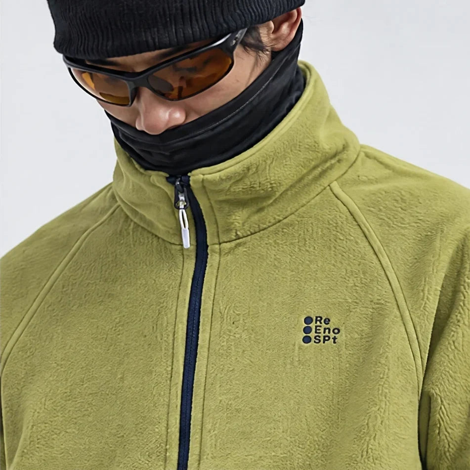 Linn - Unisex Quick-Dry Thermal Stand-Collar Fleece Jacket - Yellow Green