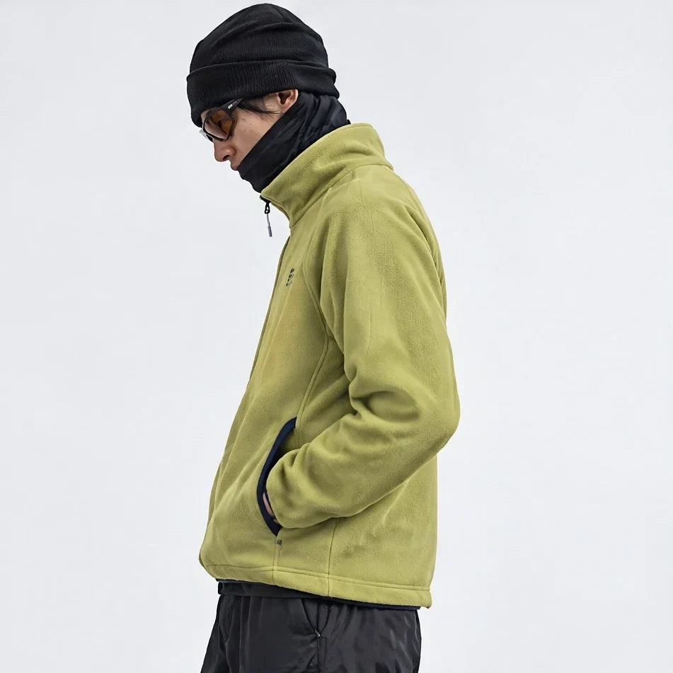Linn - Unisex Quick-Dry Thermal Stand-Collar Fleece Jacket - Yellow Green