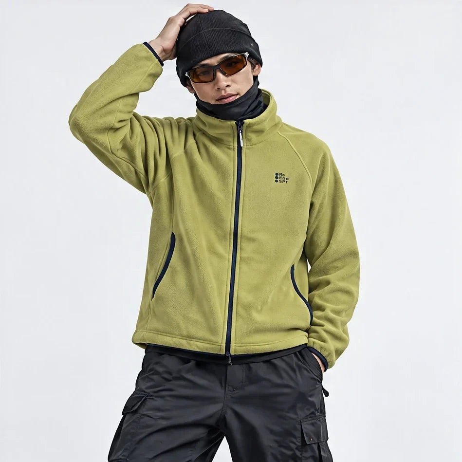 Linn - Unisex Quick-Dry Thermal Stand-Collar Fleece Jacket - Yellow Green