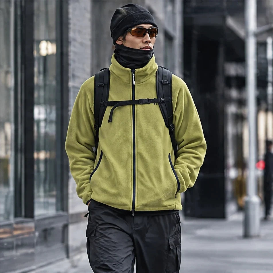 Linn - Unisex Quick-Dry Thermal Stand-Collar Fleece Jacket - Yellow Green