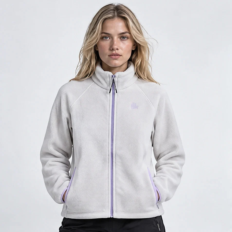 Linn - Unisex Quick-Dry Thermal Stand-Collar Fleece Jacket - Off-white