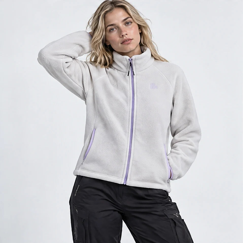 Linn - Unisex Quick-Dry Thermal Stand-Collar Fleece Jacket - Off-white