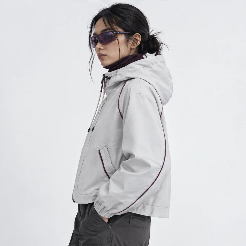 Roil - Womens Water-Repellent & Windproof Hooded Lightweight Jacket - White
