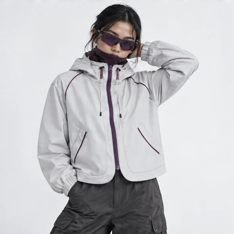 Roil - Womens Water-Repellent & Windproof Hooded Lightweight Jacket - White