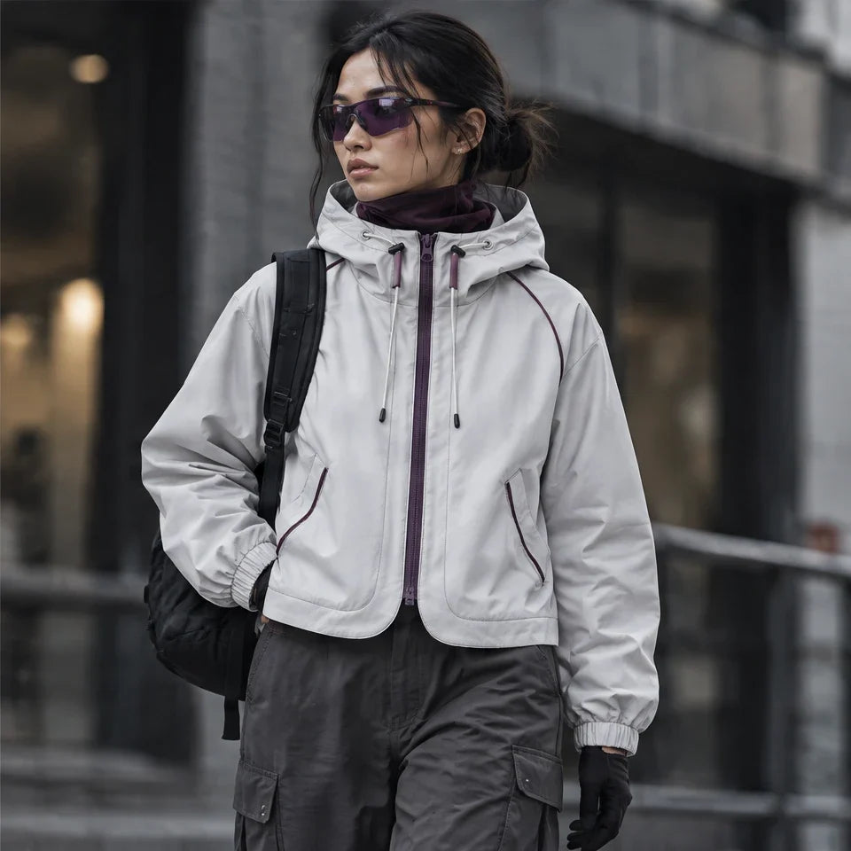 Roil - Womens Water-Repellent & Windproof Hooded Lightweight Jacket - White