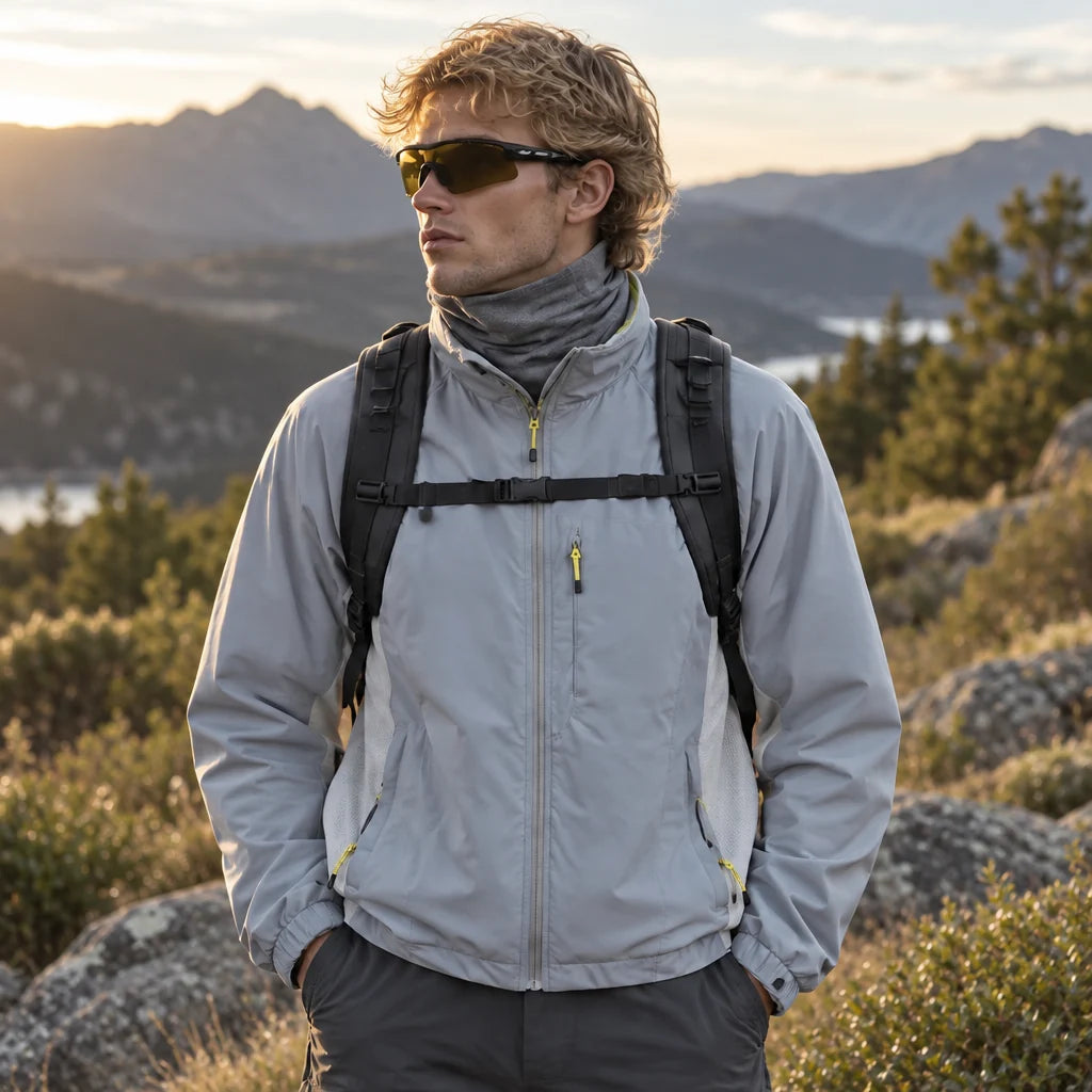 Plume - Unisex Water-Repellent & Windproof Relaxed Fit Lightweight Jacket - Grey Blue
