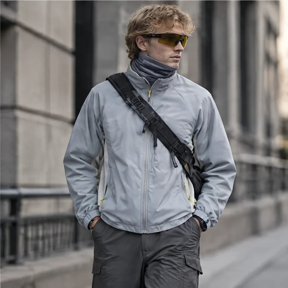 Plume - Unisex Water-Repellent & Windproof Relaxed Fit Lightweight Jacket - Grey Blue