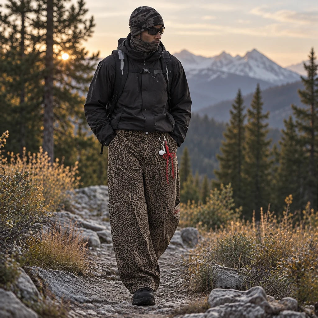 Trow - Unisex Water-Repellent & Quick-Dry Wide-Leg Walking Trousers - Leopard print