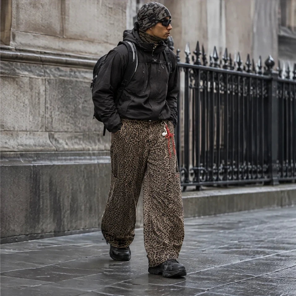 Trow - Unisex Water-Repellent & Quick-Dry Wide-Leg Walking Trousers - Leopard print