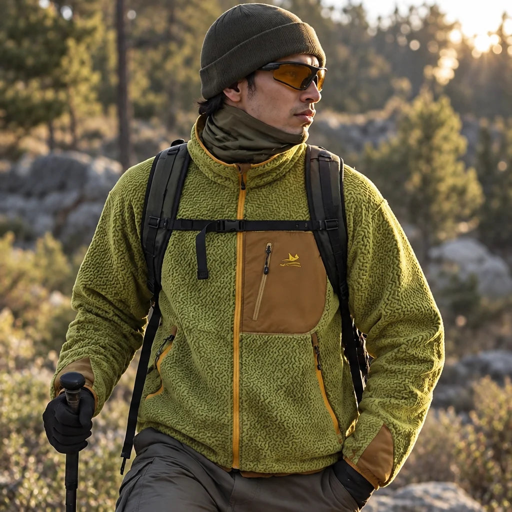 Knar - Unisex Quick-Dry Thermal Taped Seams Fleece Jacket - Yellow Green