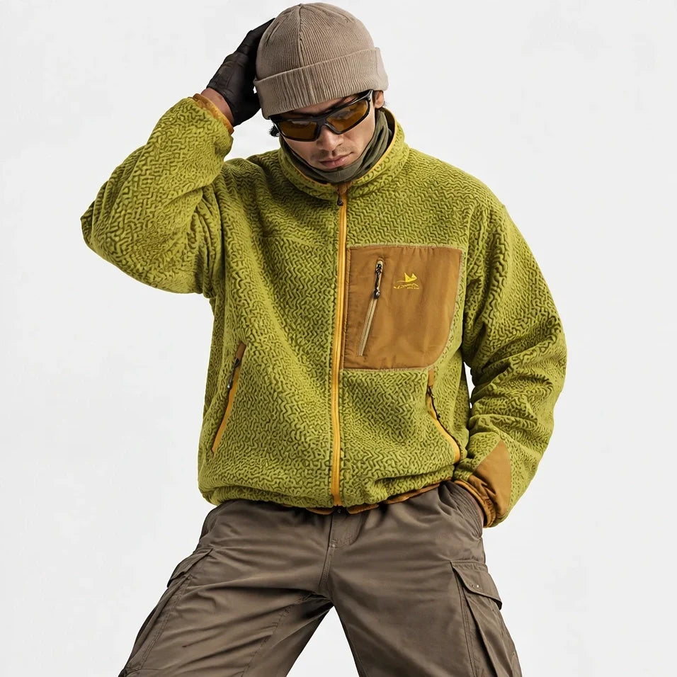 Knar - Unisex Quick-Dry Thermal Taped Seams Fleece Jacket - Yellow Green