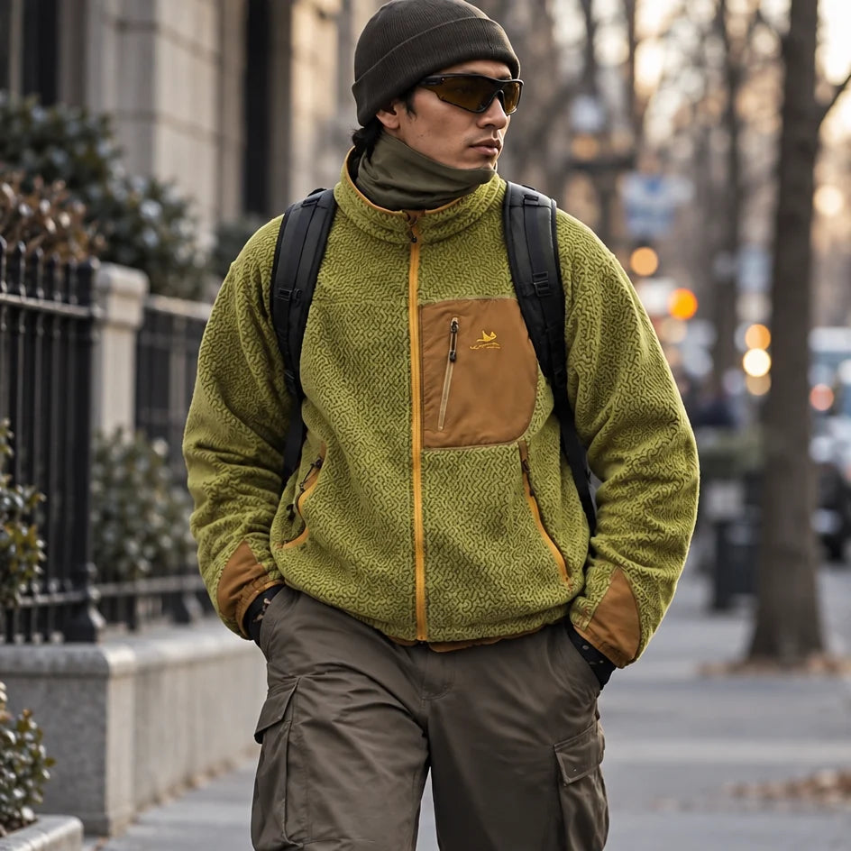 Knar - Unisex Quick-Dry Thermal Taped Seams Fleece Jacket - Yellow Green