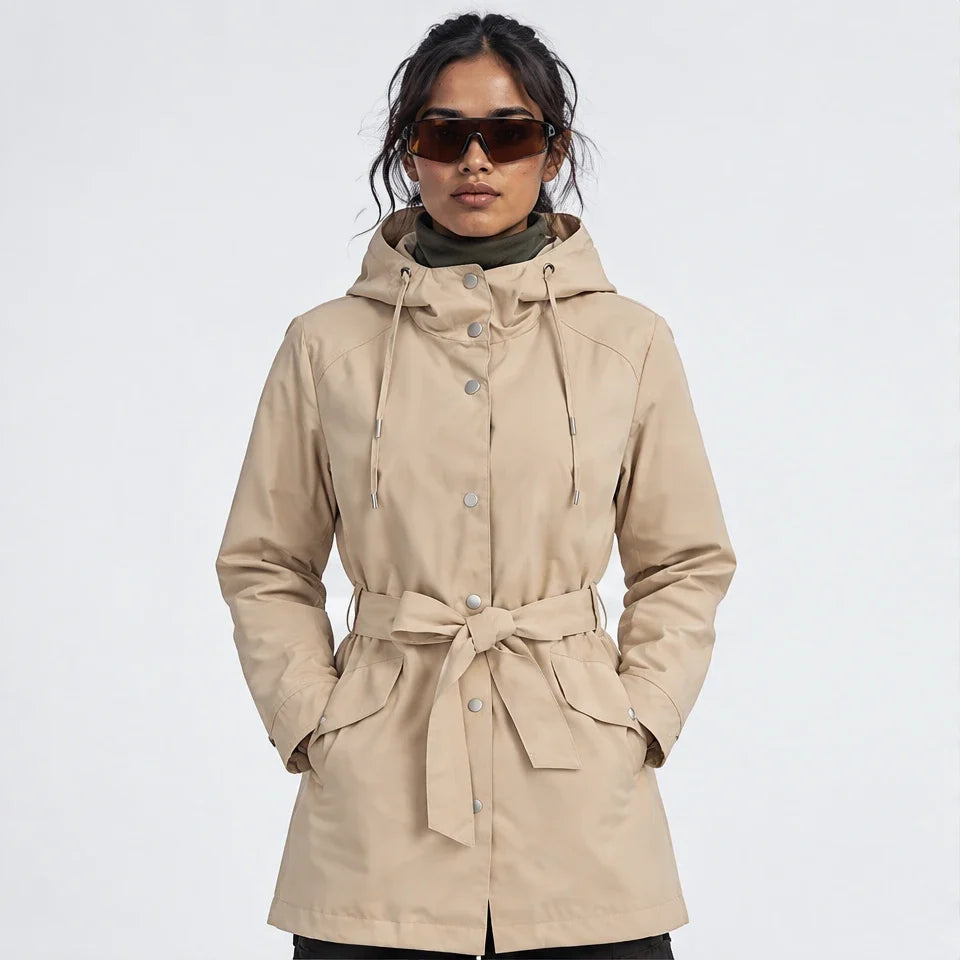 Bight - Womens Waterproof Relaxed Fit Rain Jacket - Beige
