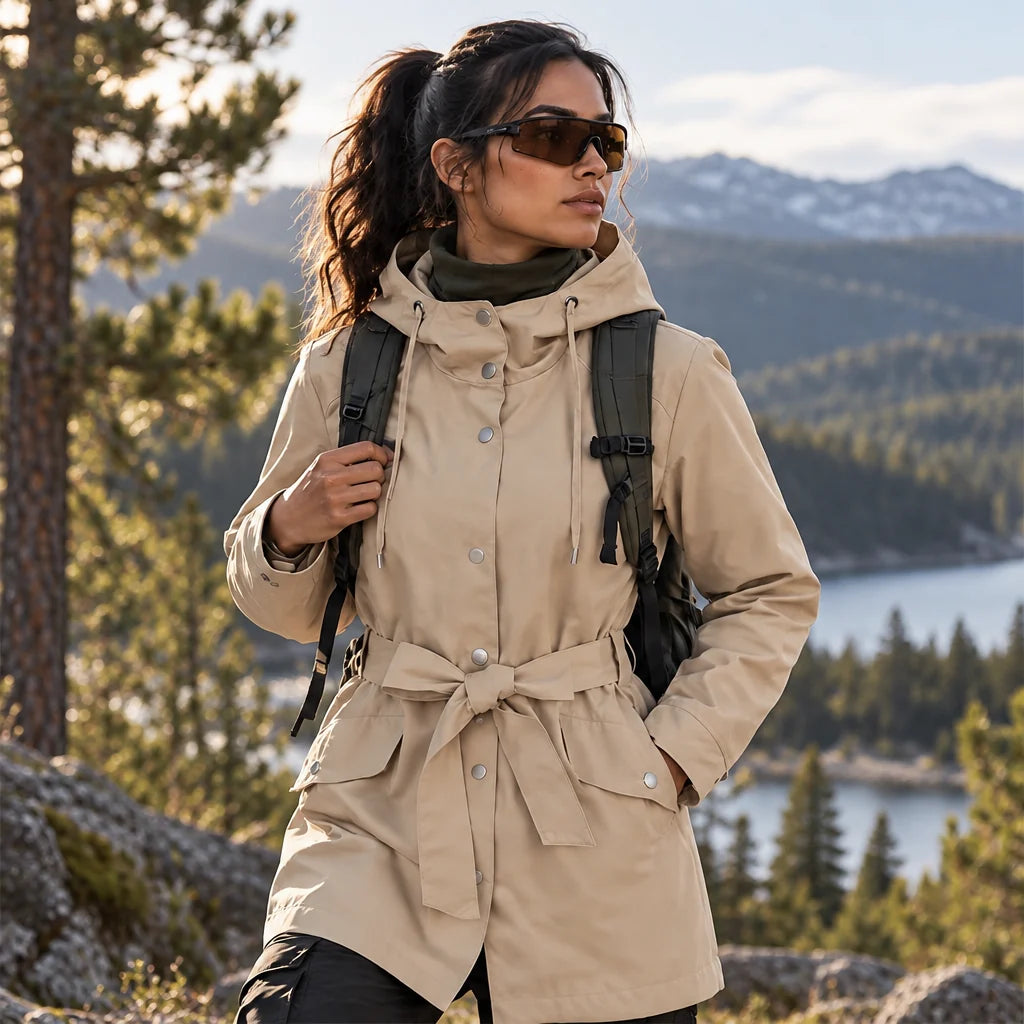 Bight - Womens Waterproof Relaxed Fit Rain Jacket - Beige