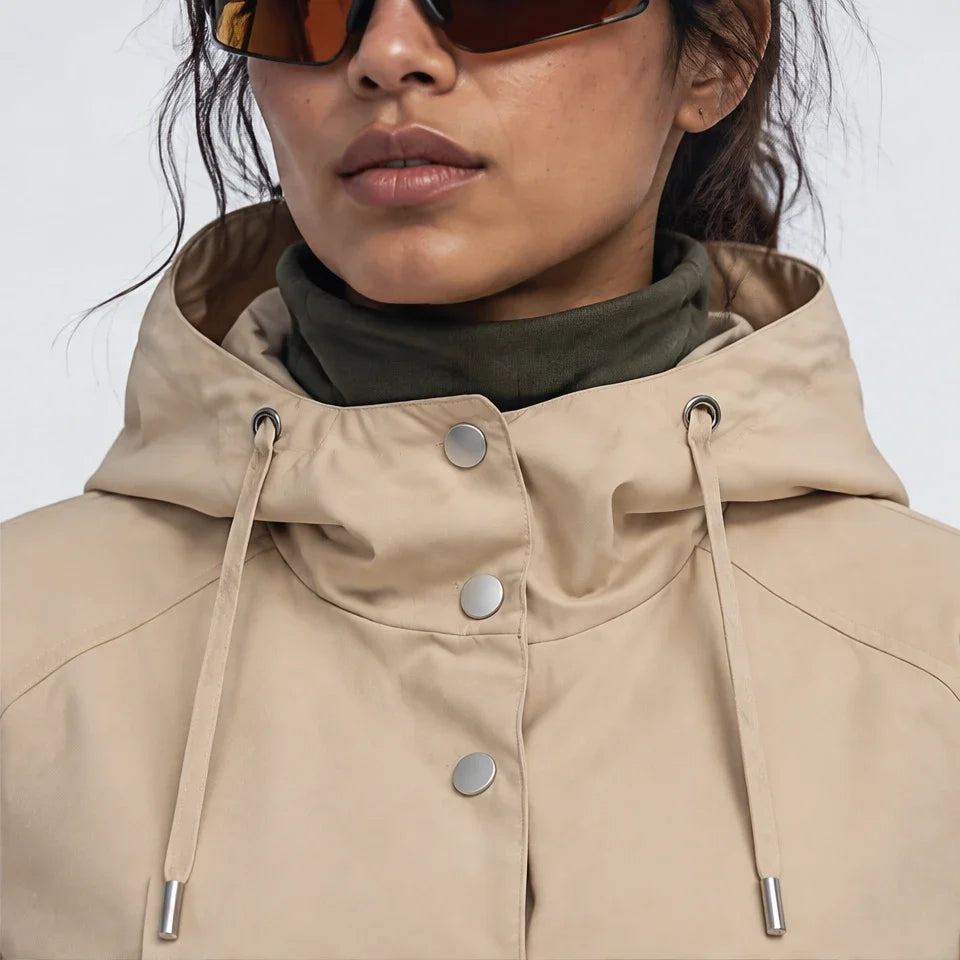 Bight - Womens Waterproof Relaxed Fit Rain Jacket - Beige