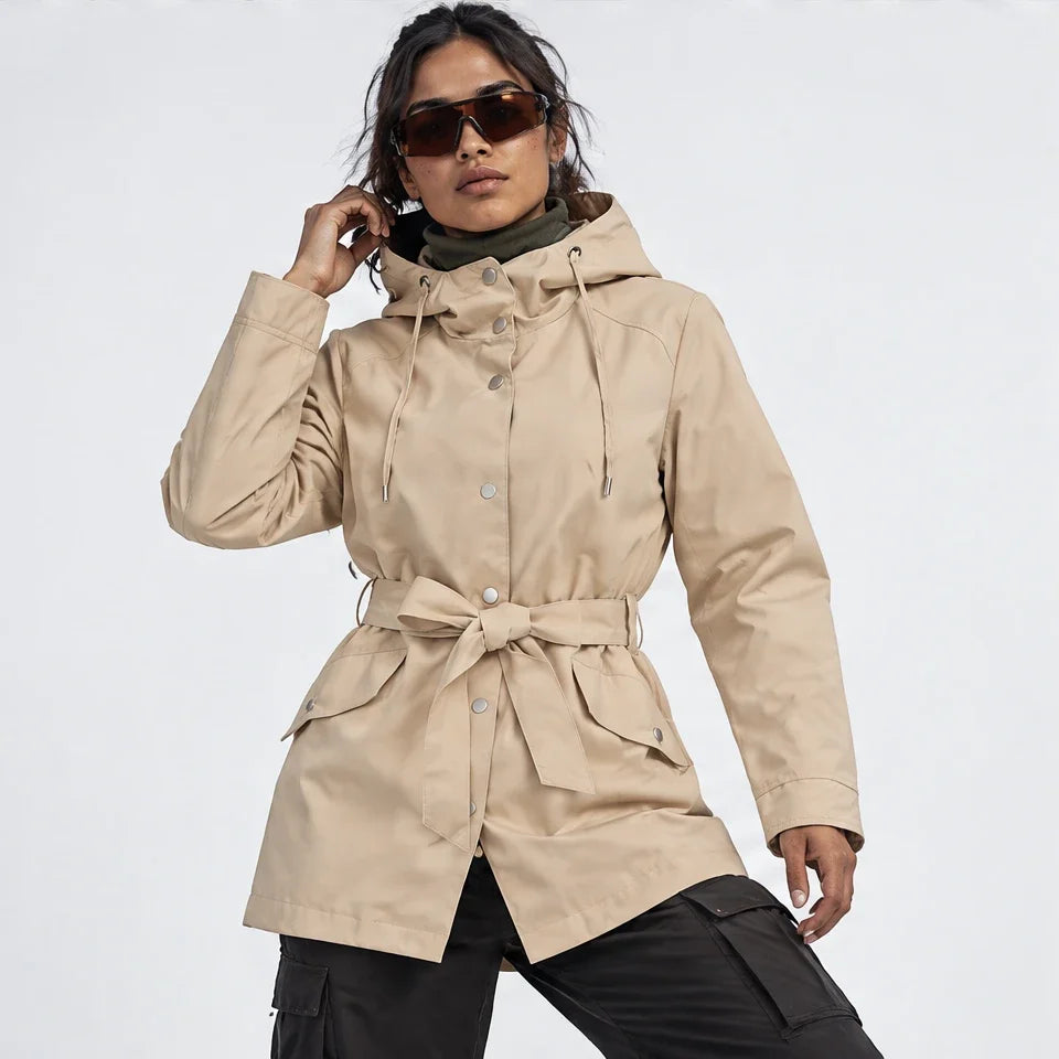 Bight - Womens Waterproof Relaxed Fit Rain Jacket - Beige