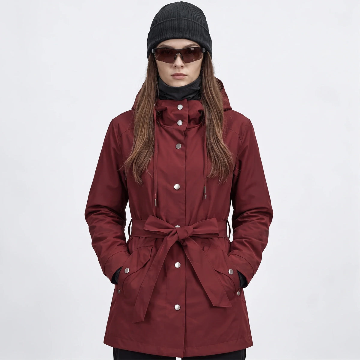 Bight - Womens Waterproof Relaxed Fit Rain Jacket - Burgundy